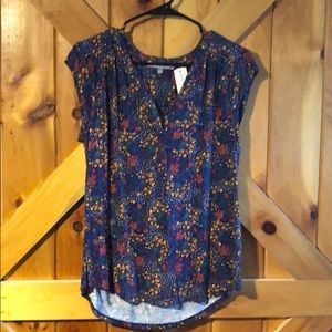 Taylor split neck cap sleeve textured knit top. M